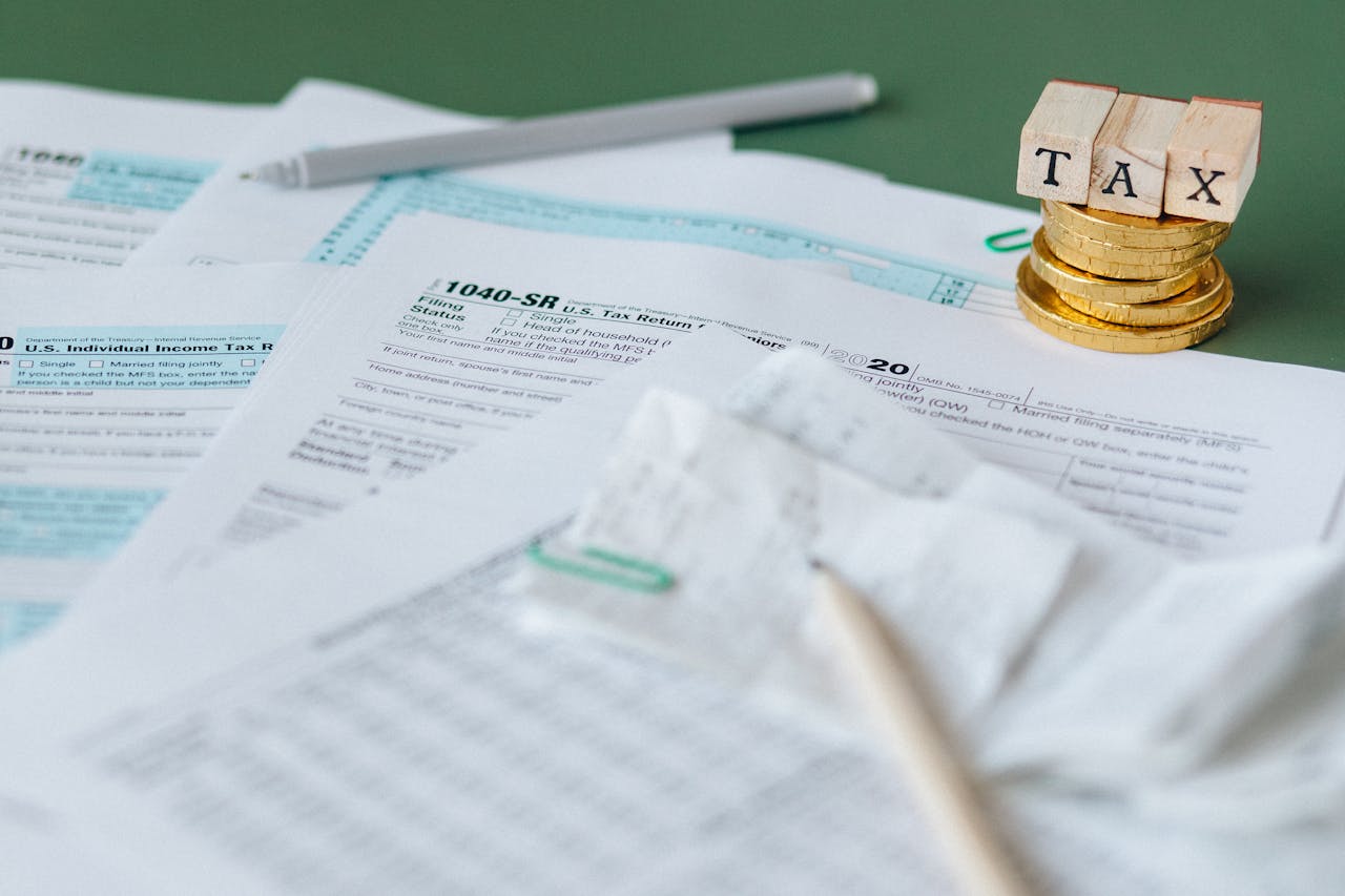 Tax documents on the table