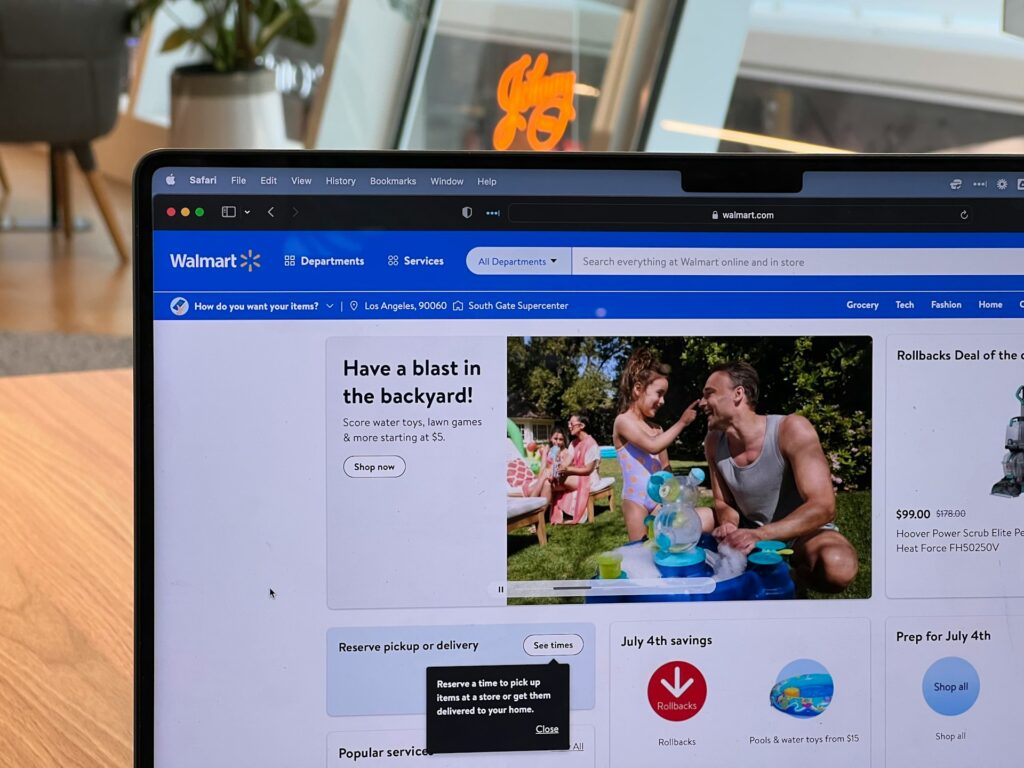 Walmart.com on a Laptop