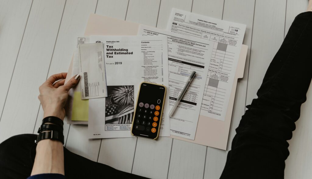 tax documents on a table