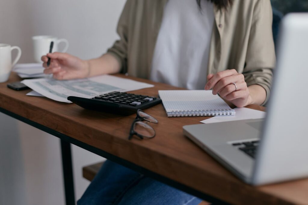 A person doing taxes
