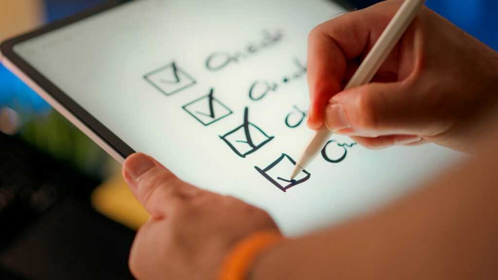 Cartoon Checklist on Clipboard With Pencil